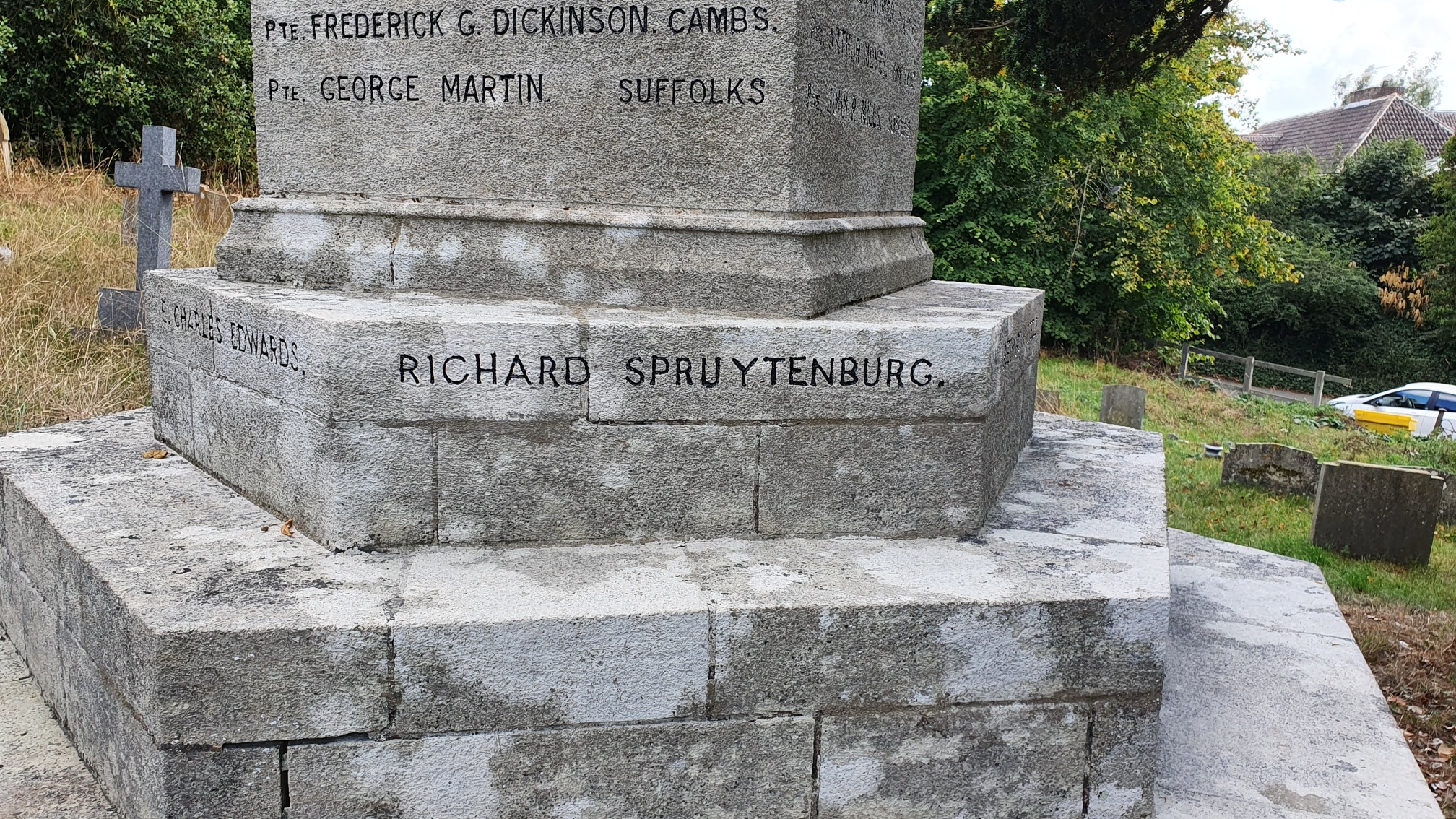 a view of another side of the names on the memorial