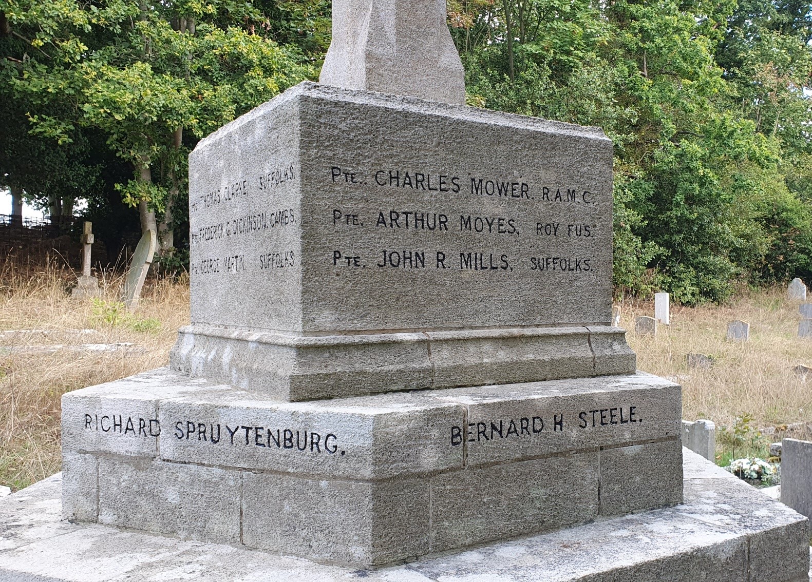 a view of the names on one side of the memorial